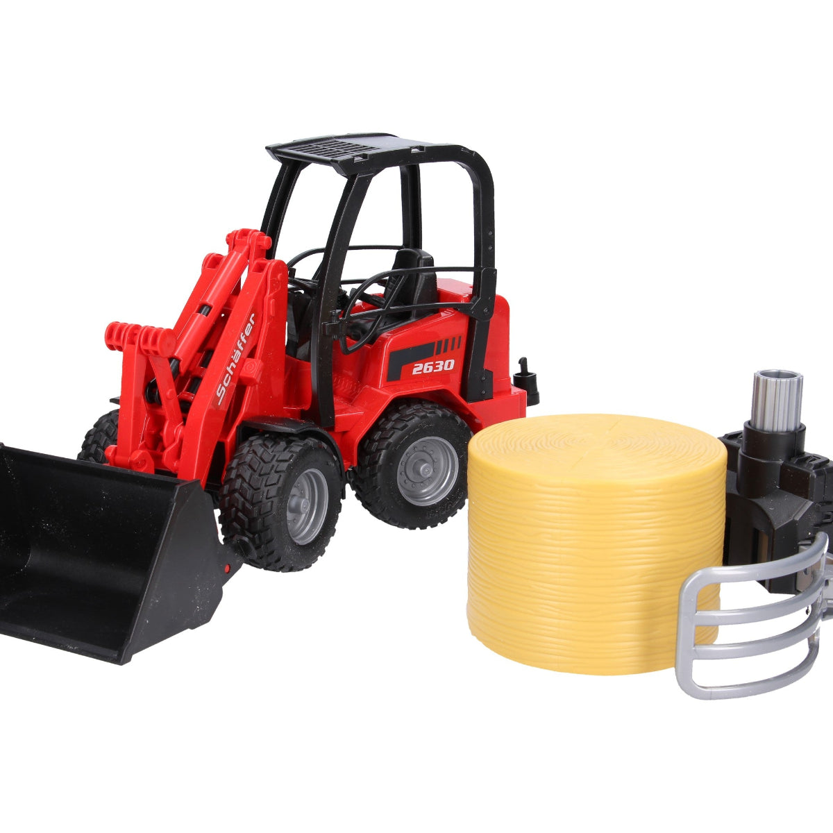 BRUDER 02192 SCAFFER Mvimento terra 2034 con accessori e balla fieno