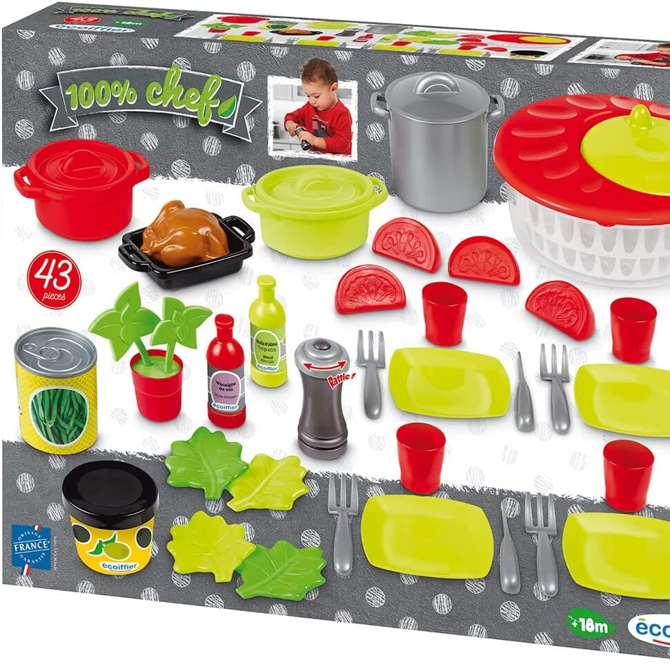 100% Chef Set Cucina con lava insalata e 43 accessori