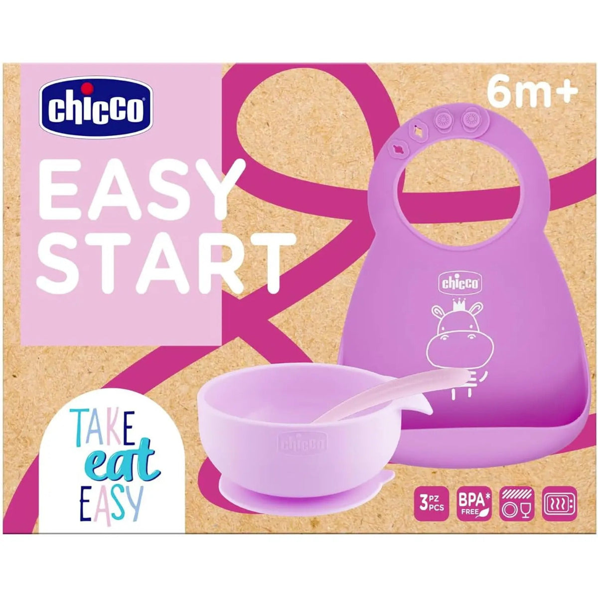 Set pappa silicone 6m+ rosa