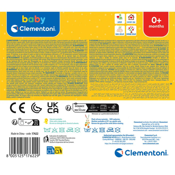 CLEMENTONI 17622 Travel Plush with Clamp Bunny