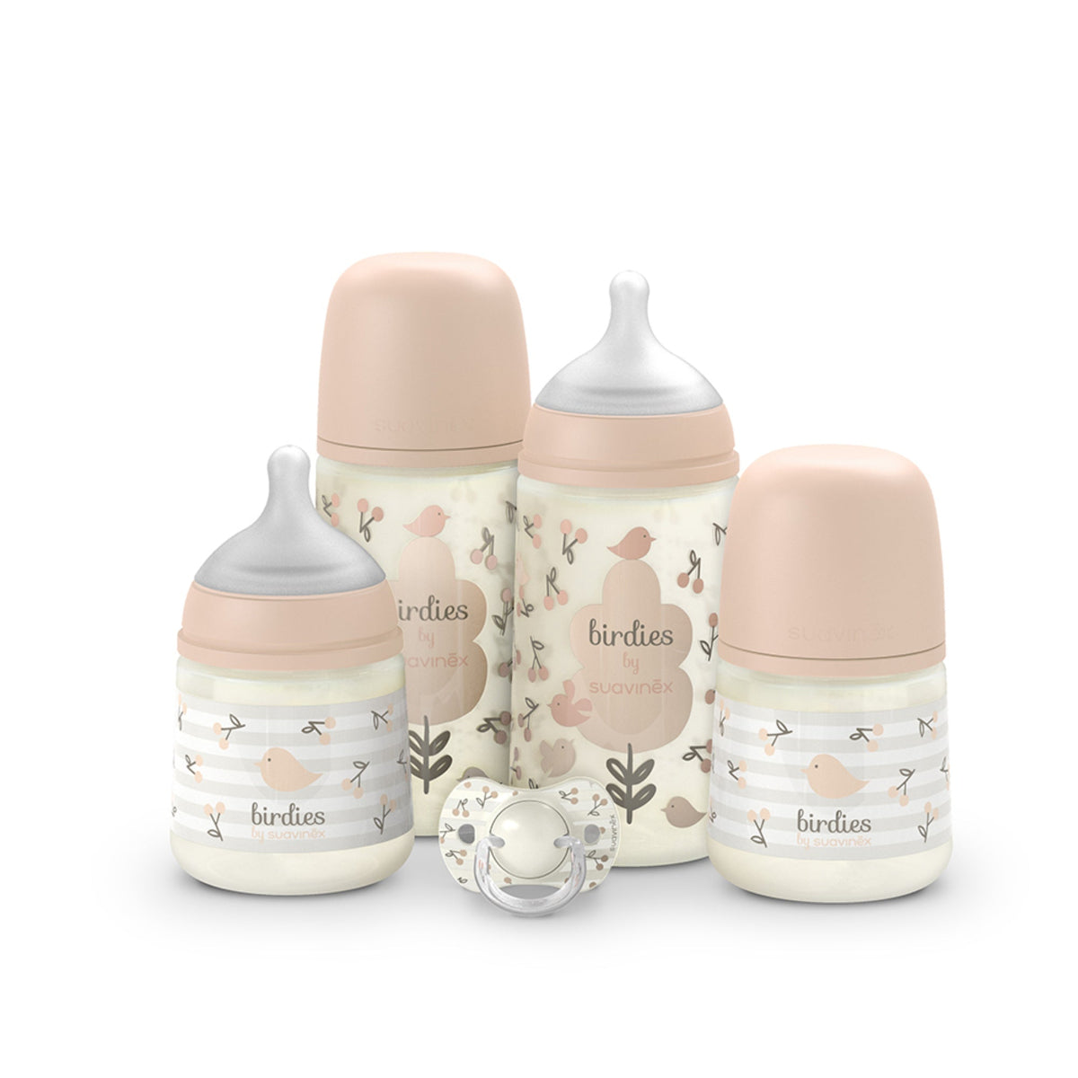 BIRDIES ESSENTIAL SET ROSA (1 succh 0-6/ 2 biberon 150ml/ 2 biberon