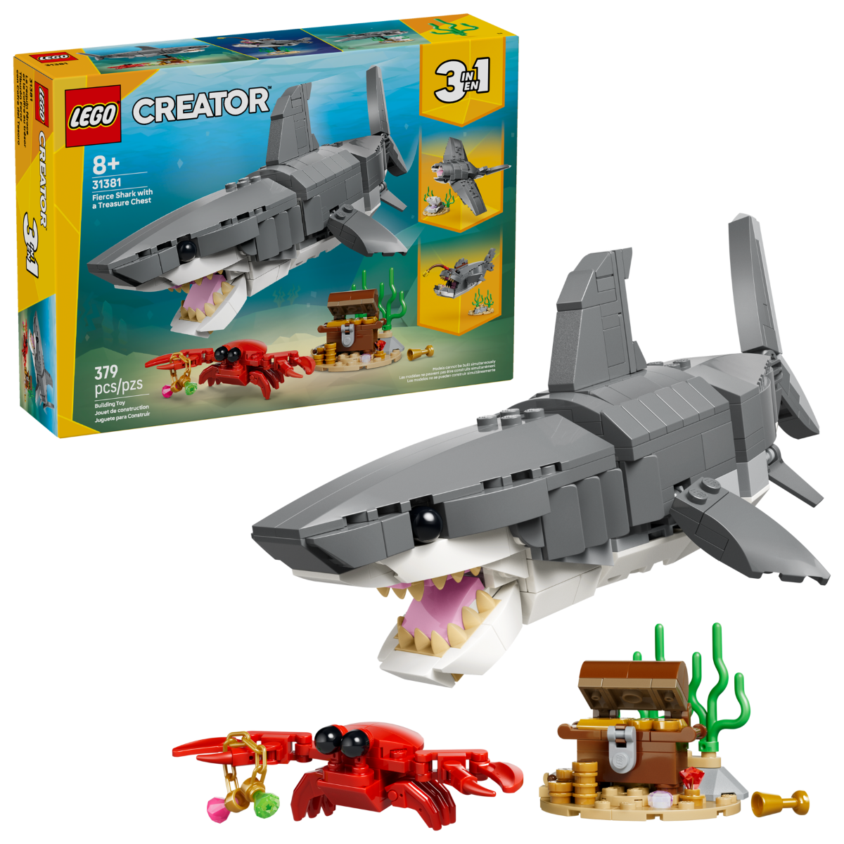 LEGO 31381 Squalo con scrigno del tesoro