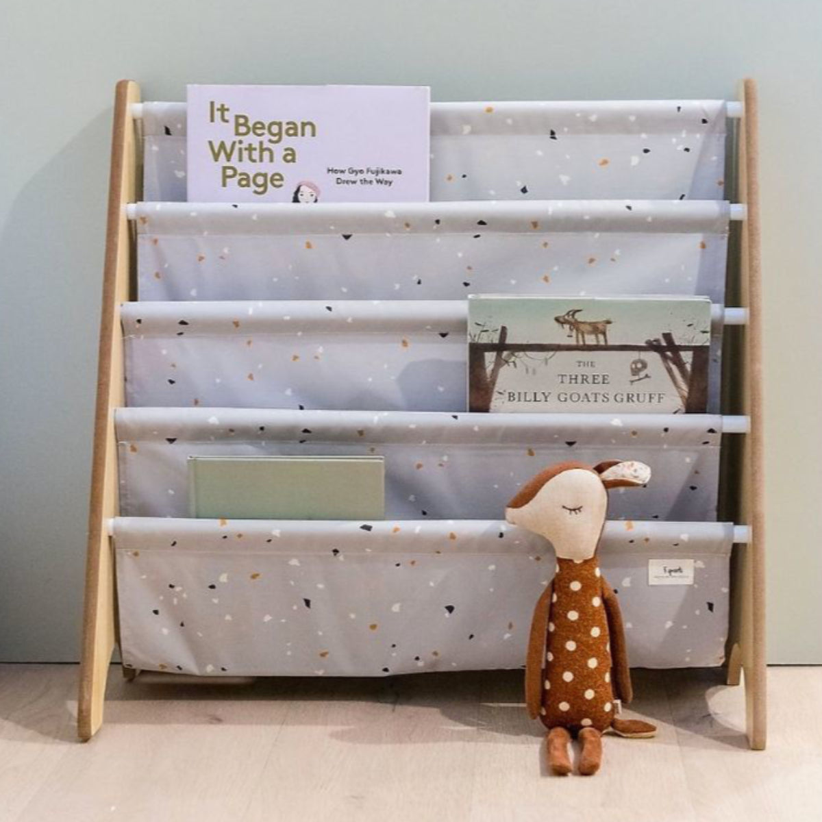 Libreria Frontale Montessoriana - Terrazzo Grigio Chiaro - Poliester