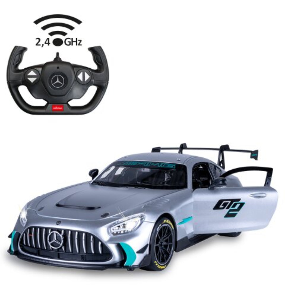 JAMARA RDC 402241 Mercedes-AMG GT2 1:14 argento 2,4GHz Porta manuale