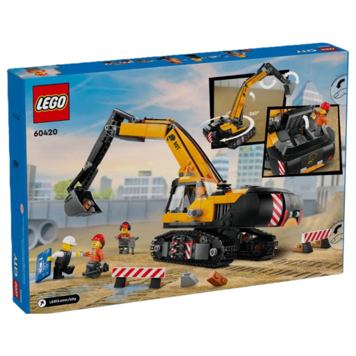 lego 60420 City Big Vehicles Escavatore da cantiere giallo