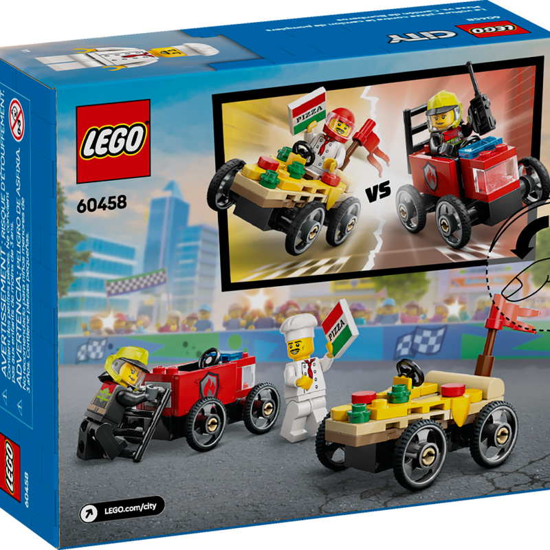 lego 60458 VehiclesPack veicoli da corsa: pizzaiolo contro pompiere