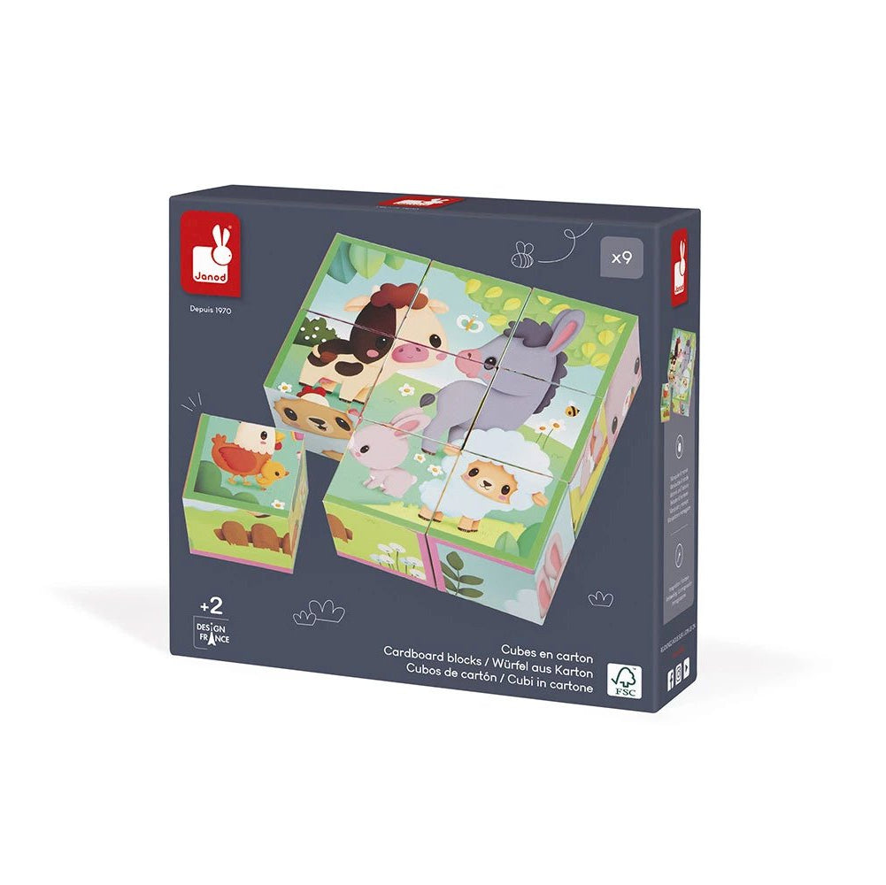 FATTORIA - 9 CUBI IN CARTONE ANIMALI DELLA FATTORIA