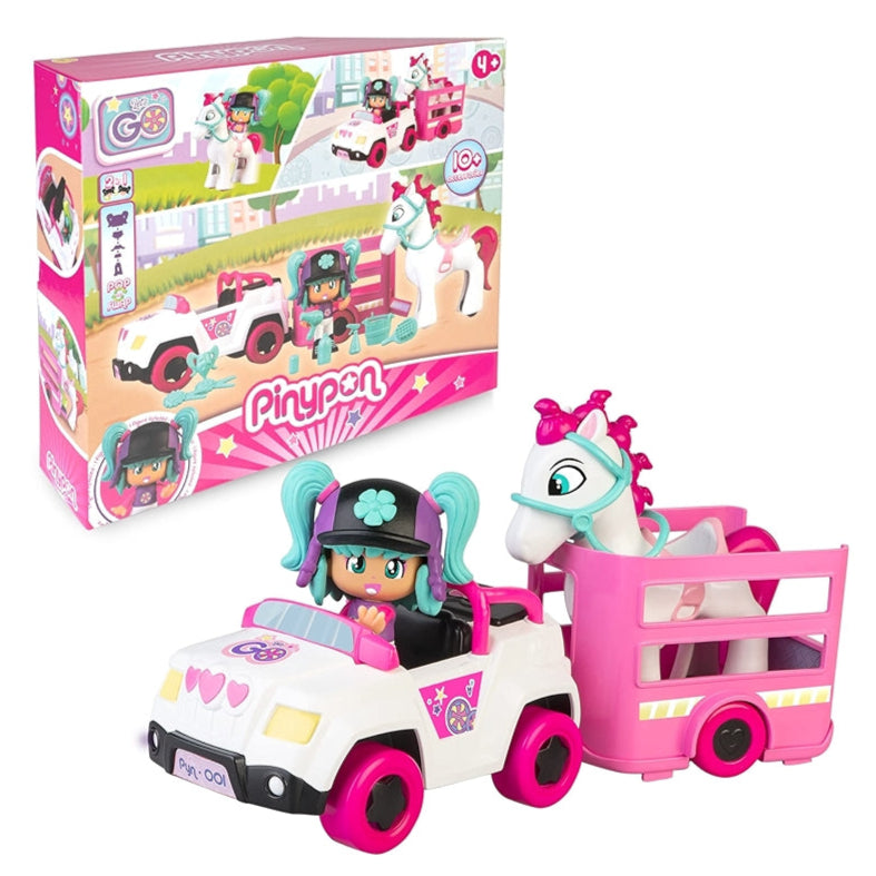 Pinypon Let's Go!- Auto con rimorchio e cavallo