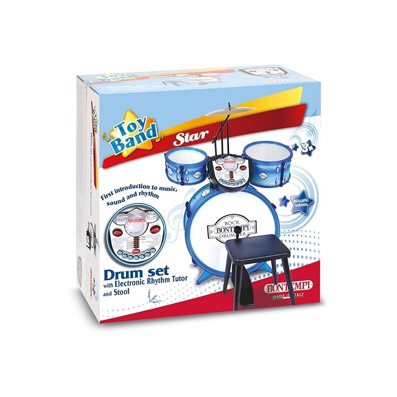 bontempi 525602 batteria elettronica 4 elem. bacchette sgabello