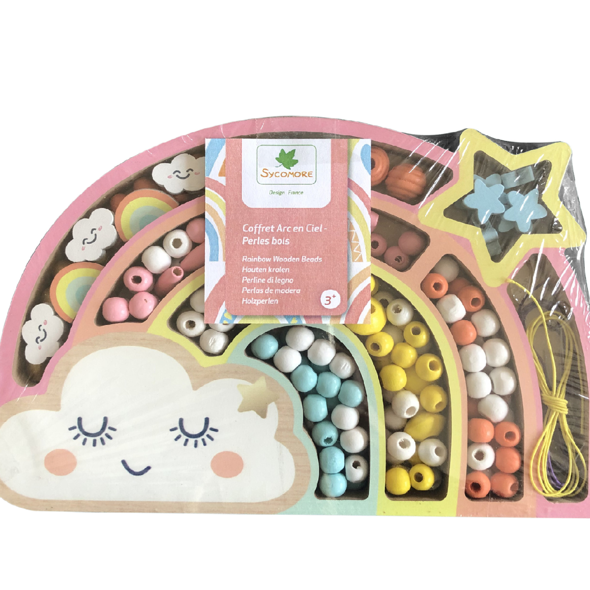 SYCOMORE PERLINE DI LEGNO SU SCAT.ARCOBALENO