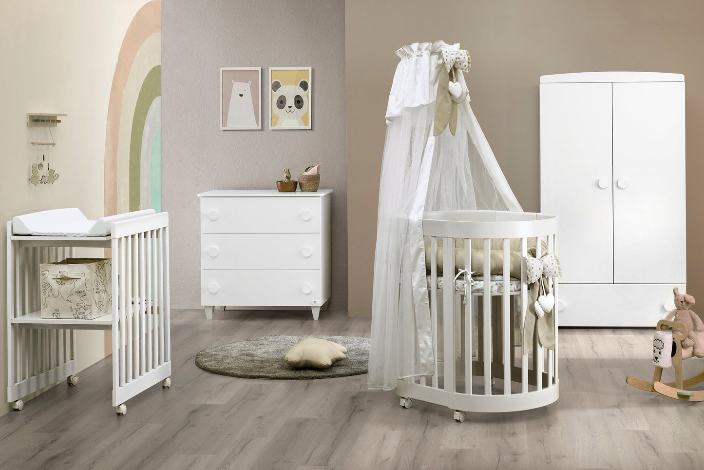 Culla Evolutiva Leonardo Cuoricini 6 in 1 - Completa di materassi e tessile - Bianco