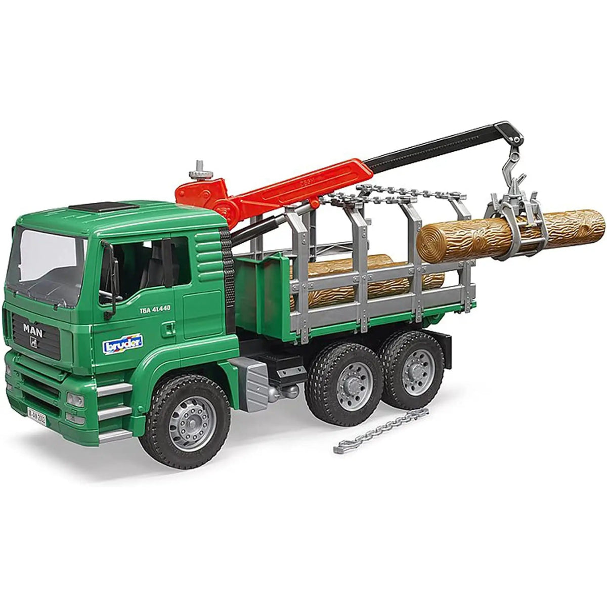 BRUDER 02769 MAN TGA trasporto 3 tronchi con gru