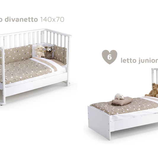 CUORICINI LETTO INFINITO BIANCO C/TES.TORTORA