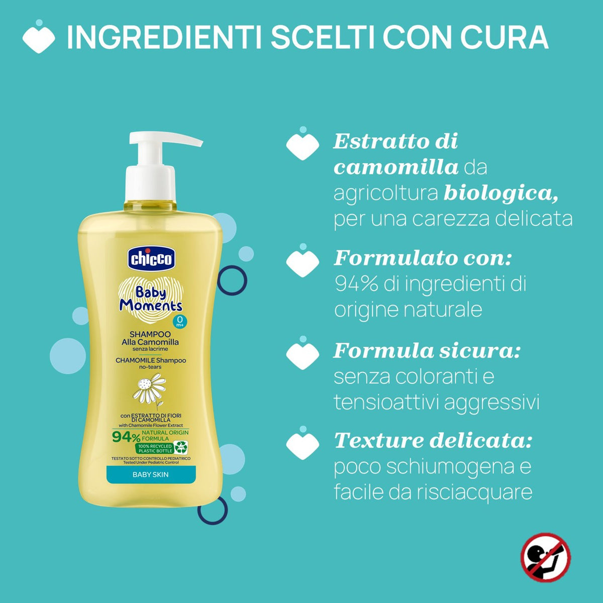 Shampoo Chicco Baby Moments Camomilla 0+ 500 ml