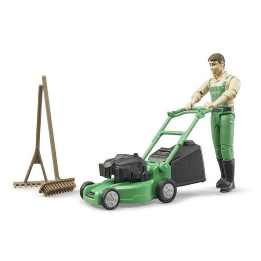 bruder 62103 Giardiniere con tosaerba e attrezzi