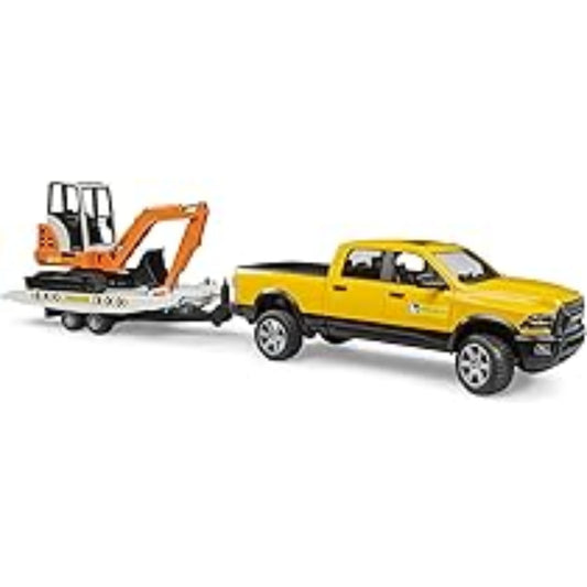BRUDER 02546 RAM 2500 Power Wagon con rimorchio e mini scav