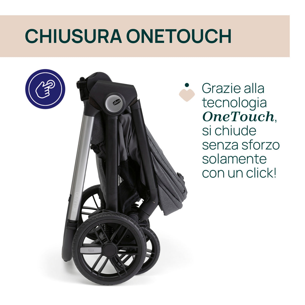 Trio Chicco Bellagio 2 Black Satin OneTouch