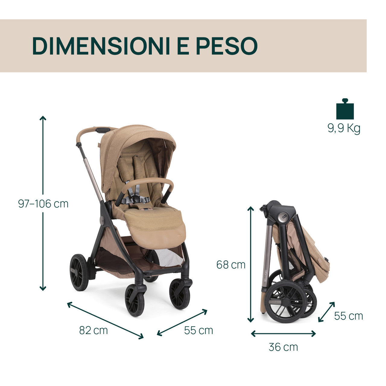 CHICCO TRIO BELLAGIO 2 CARAMEL CON FIRST SEAT