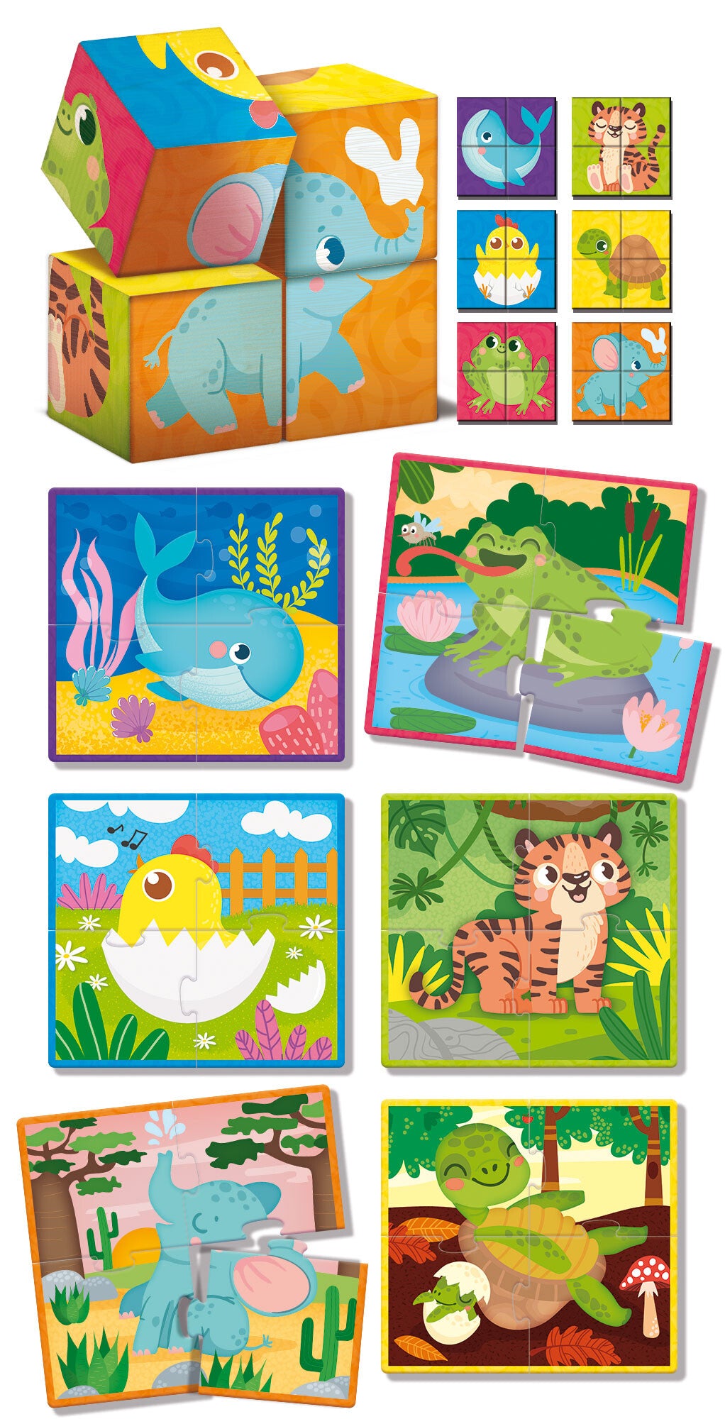 MONTESSORI BABY LEGNO CUBES AND PUZZLE