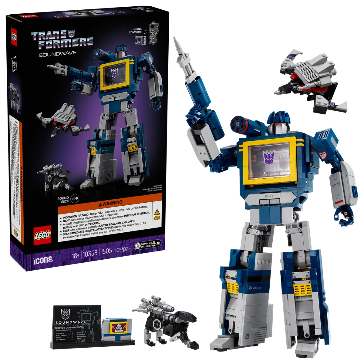 LEGO 10358 Transformers: Soundwave iconico Decepticon Soundwave