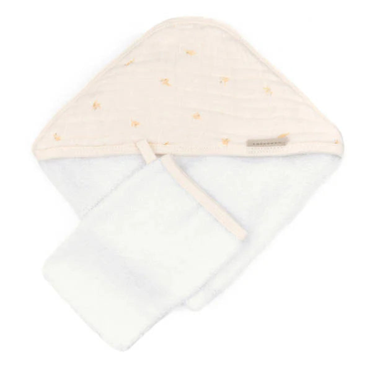 Asciugamano con cappuccio + guanto - towel - Olives Neutral Bamboom (lista n S & W)