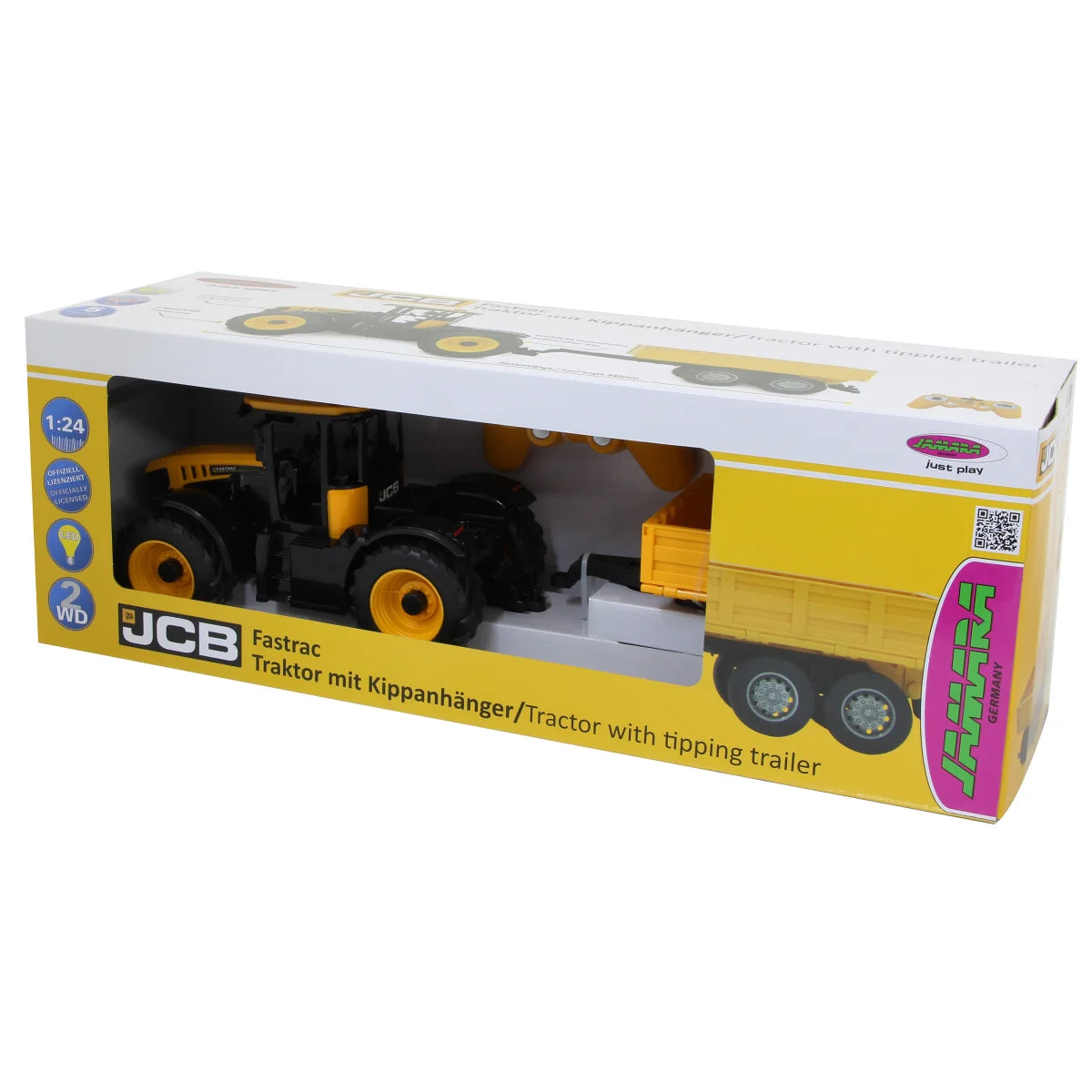 JCB RADIOCOM 405305 FASTRAC TRATTORE CON RIMORCHIO RIB 1:24