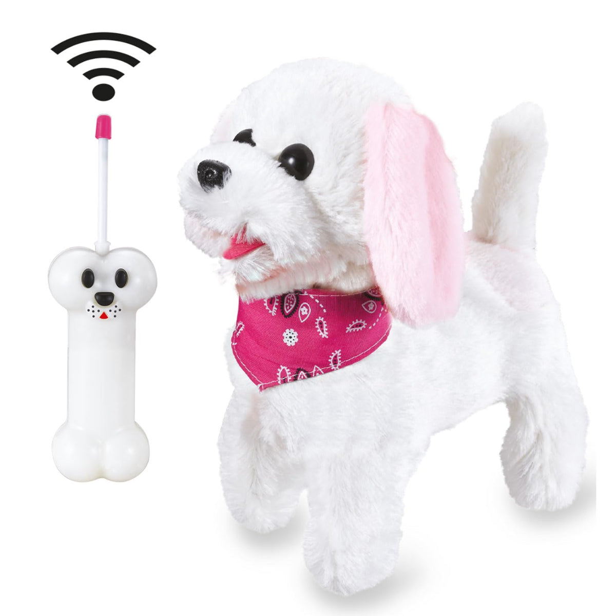 JAMARA 460341 Trixi RC Peluche Cane bianco/rosa 27MHz