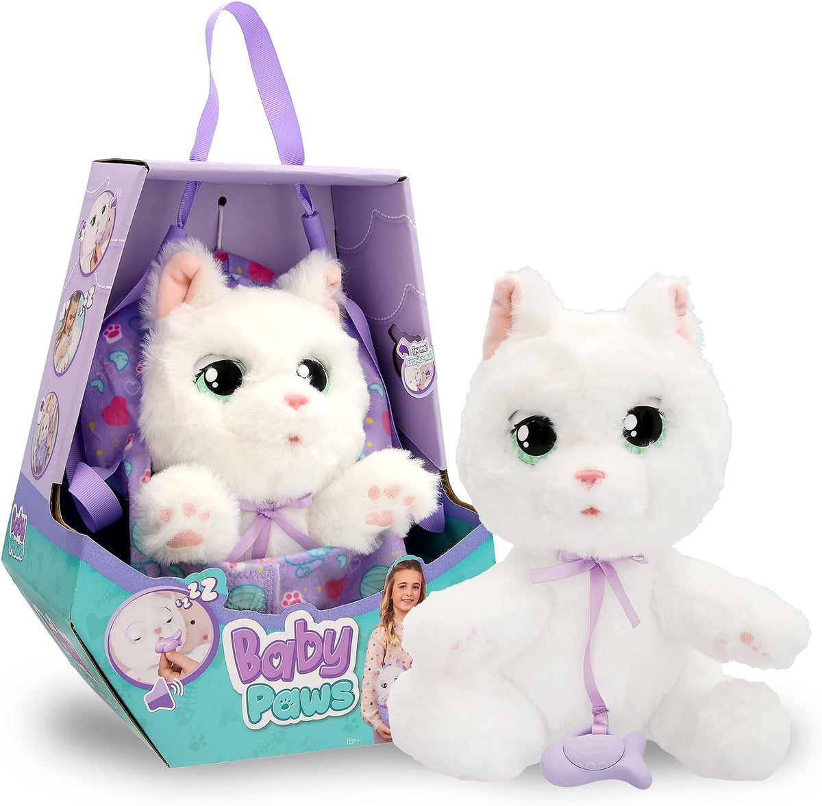 Peluche interattivo Baby Paws White Cat IMC Toys