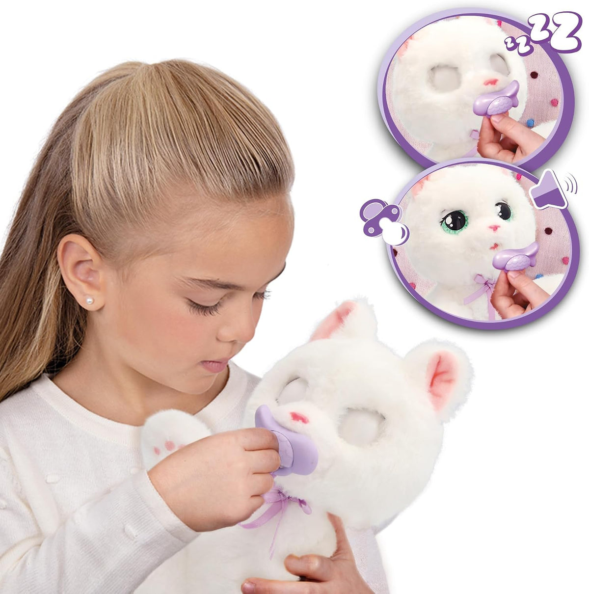 Peluche interattivo Baby Paws White Cat IMC Toys
