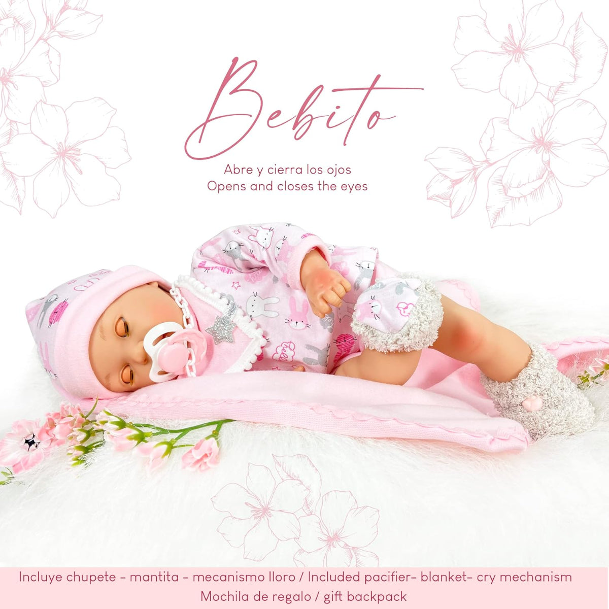 NINES REBORN ROSA SCATOLA *40CM*