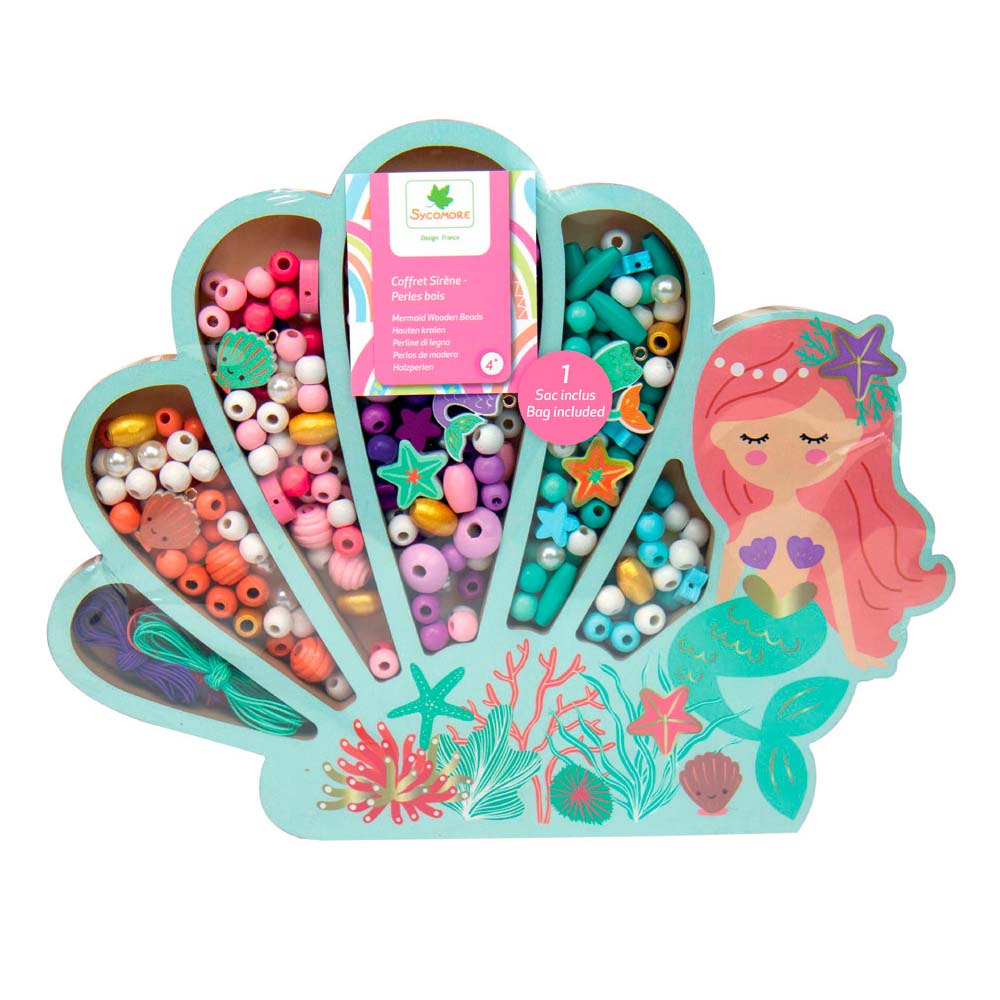 Sycomore - Perline di Legno su Scatola Conchiglia