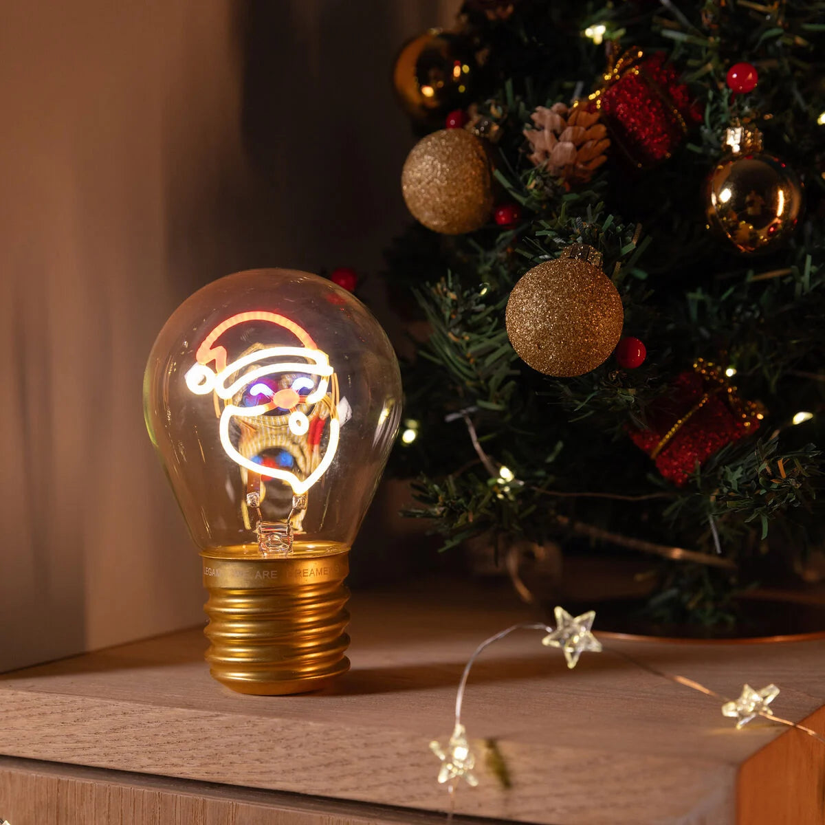 LIGHTBULB-SHAPED TABLE LAMP - BULB FICTION - SANTA CLAUS