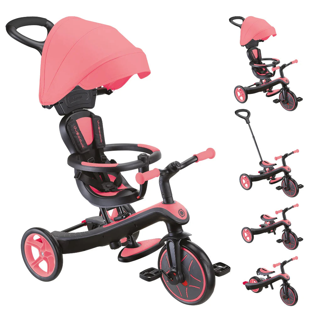 Globber - Explorer Trike 4in1 Deluxe Play - Coral Pink