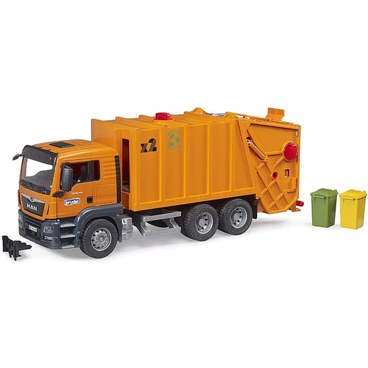BRUDER 03760 MAN TGS camion trasporto rifiuti arancione