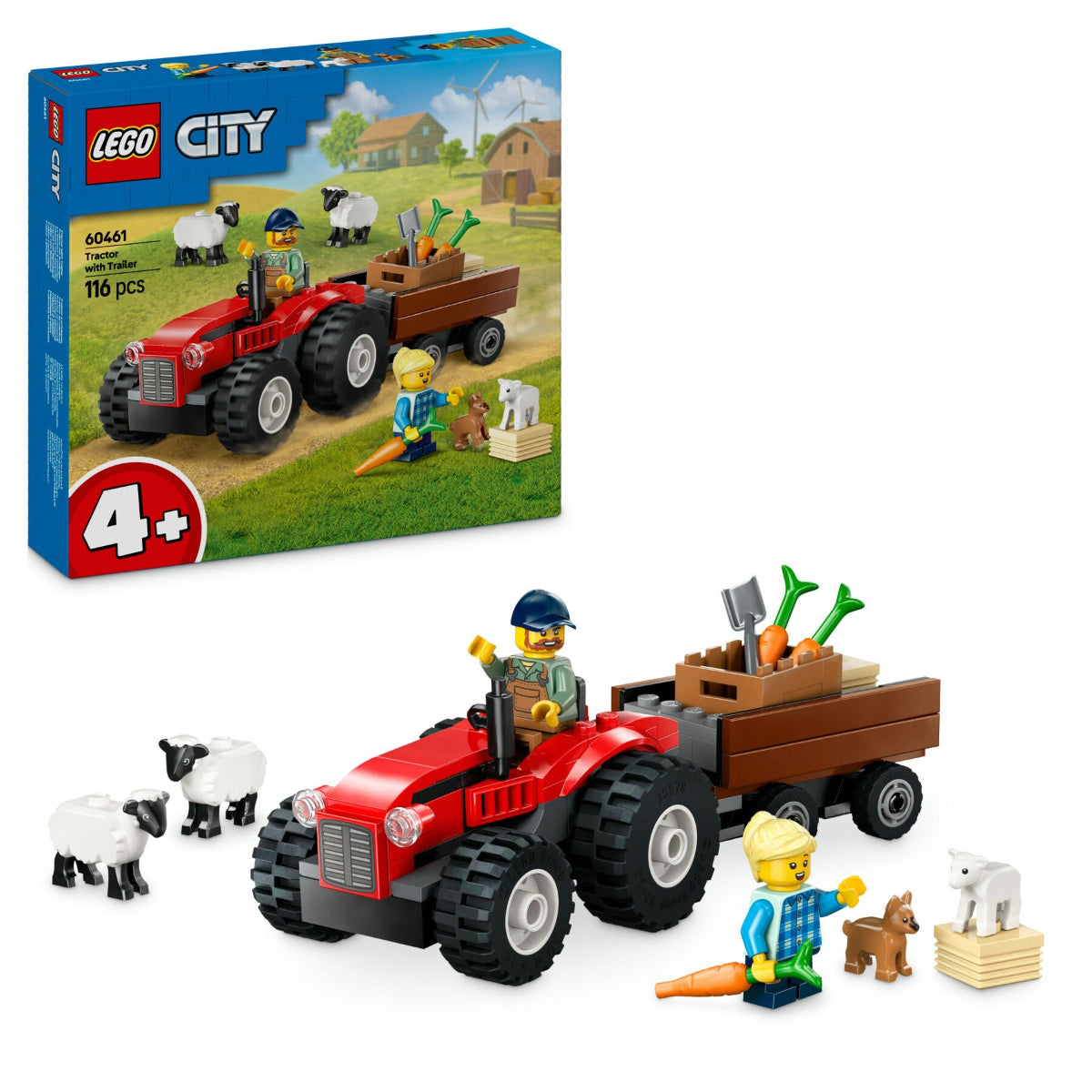 lego 60461 Trattore agricolo rosso con rimorchio e pecore