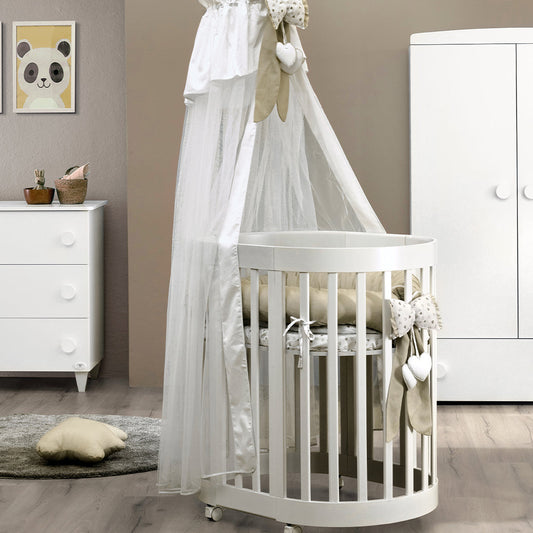 Culla Evolutiva Leonardo Cuoricini 6 in 1 - Completa di materassi e tessile - Bianco