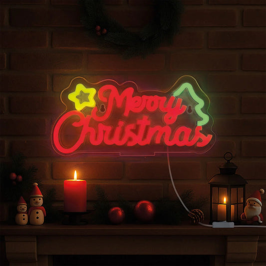 NEON-EFFECT LED SIGN - IT'S A SIGN - MERRY XMAS