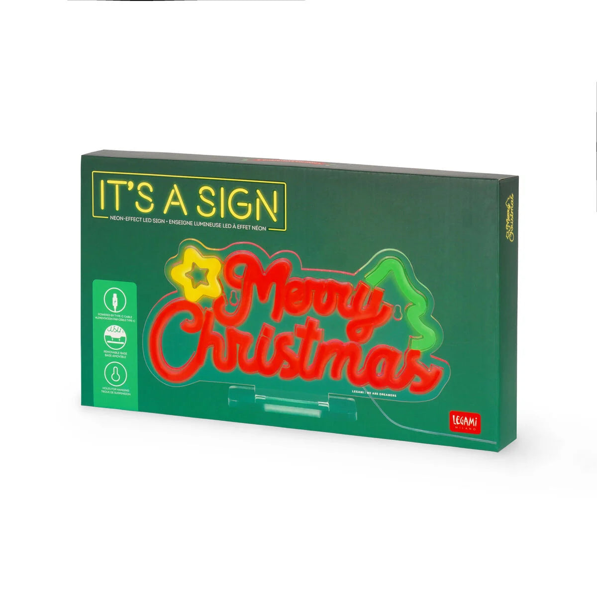 NEON-EFFECT LED SIGN - IT'S A SIGN - MERRY XMAS