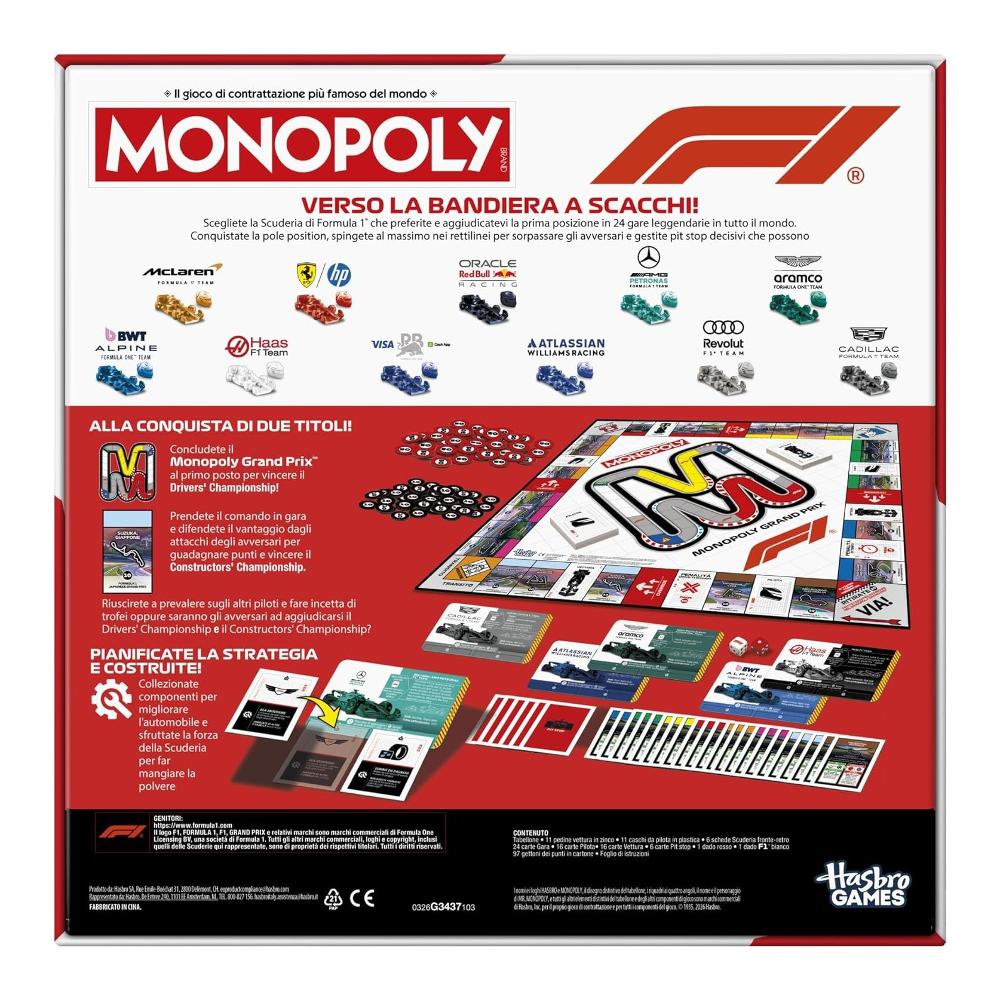 Hasbro Monopoly Formula 1 F1 Gioco da Tavolo 8+