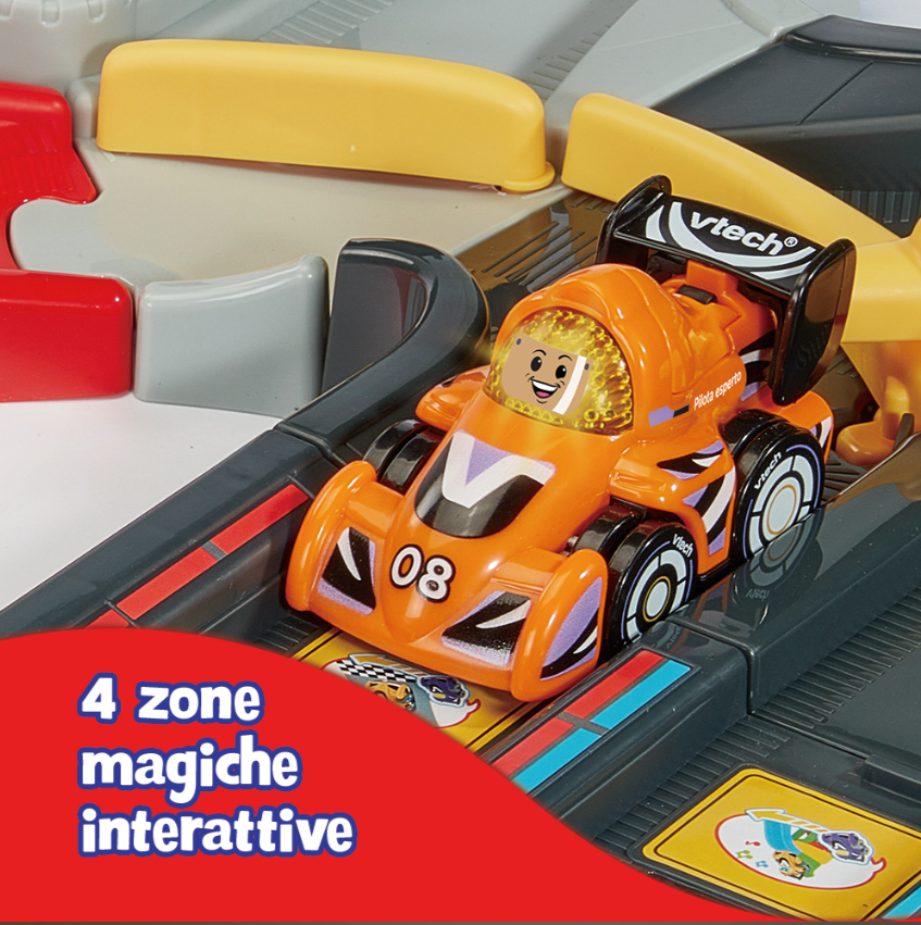 Pista VTech Vroom Vroom Go Sfide su pista con auto