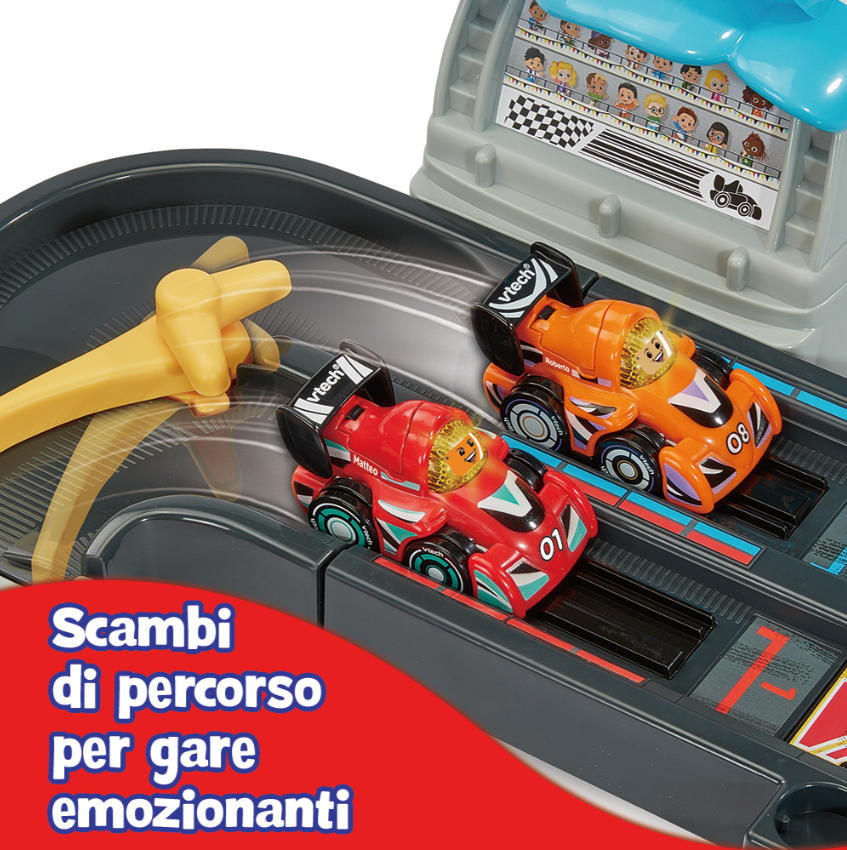 Pista VTech Vroom Vroom Go Sfide su pista con auto