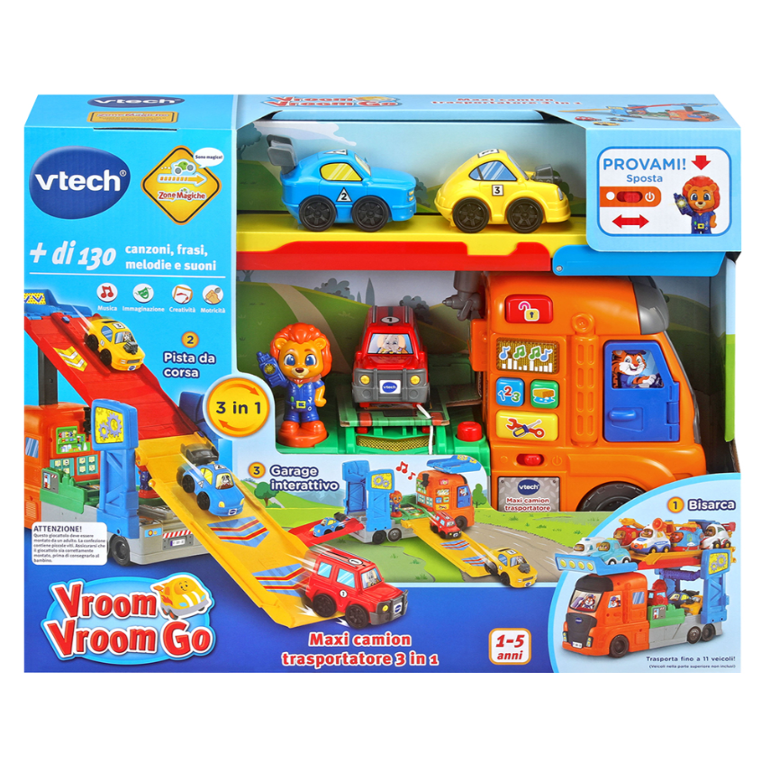 VTech Vroom Vroom Go Maxi camion trasportatore 3 in 1