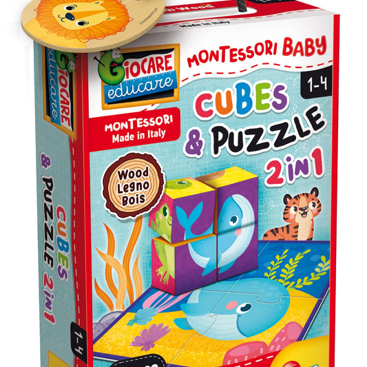 MONTESSORI BABY LEGNO CUBES AND PUZZLE