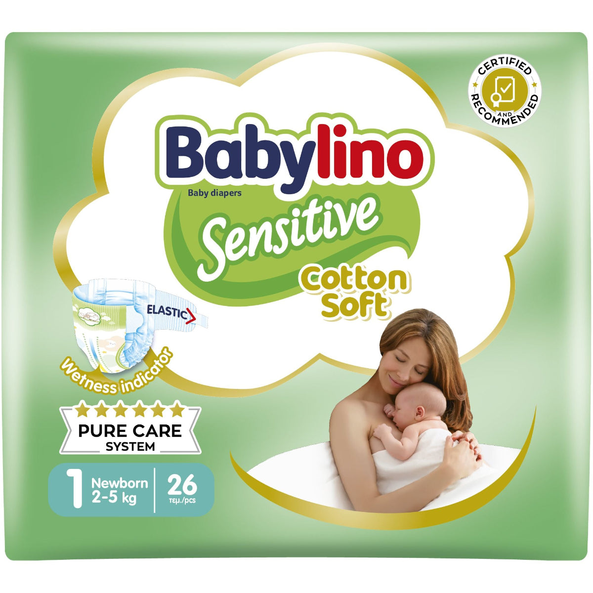 DIAPERS BABYLINO SENSITIVE COTTON SOFT N1 (lista n Pietro)
