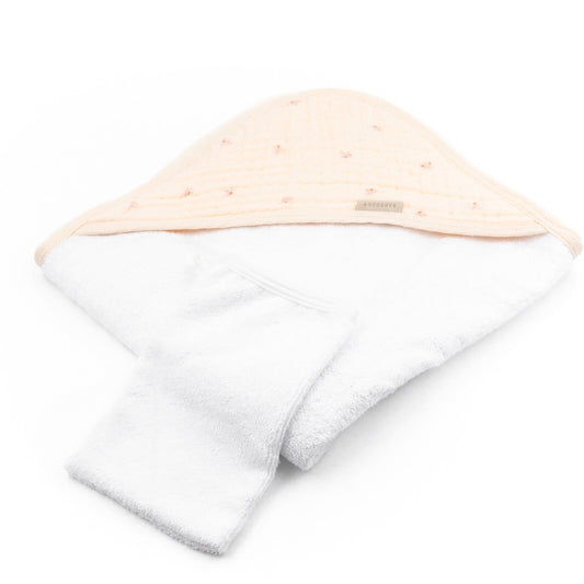 Asciugamano con cappuccio + guanto - Towel - Olives Pink (lista n Samanta)