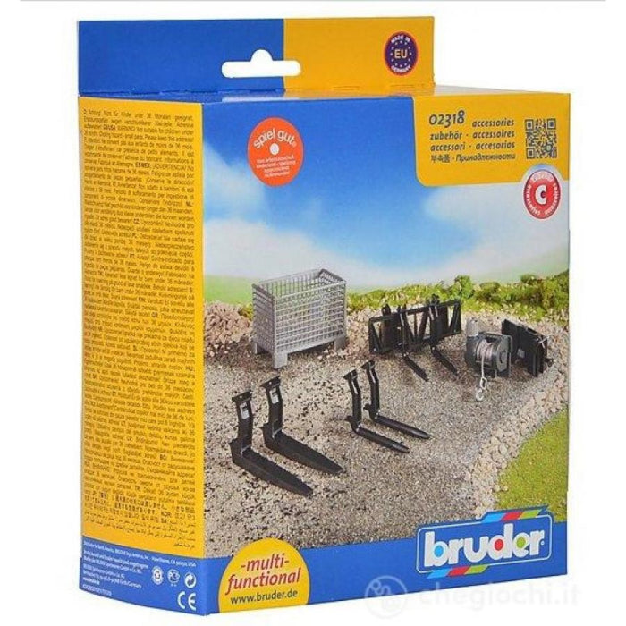 bruder Accessorio: forche, cesta e verricello