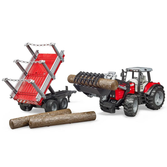 BRUDER Trattore Massey Ferguson 7480 con rimorchio