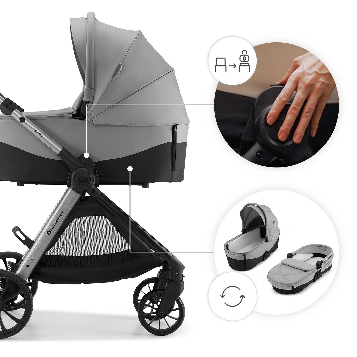 KINDERKRAFT PASSEGGINO 2IN1 VESTO2 + ENDURA SAFE MODULAR SYSTEM