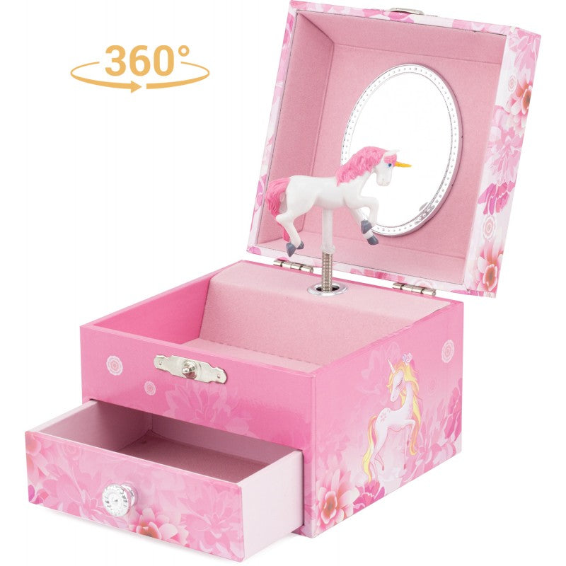 COFFRE MUSICAL LICORNE FLEURS