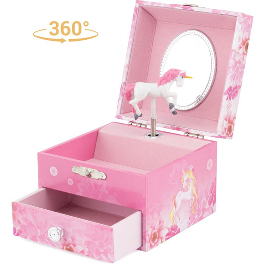 COFFRE MUSICAL LICORNE FLEURS